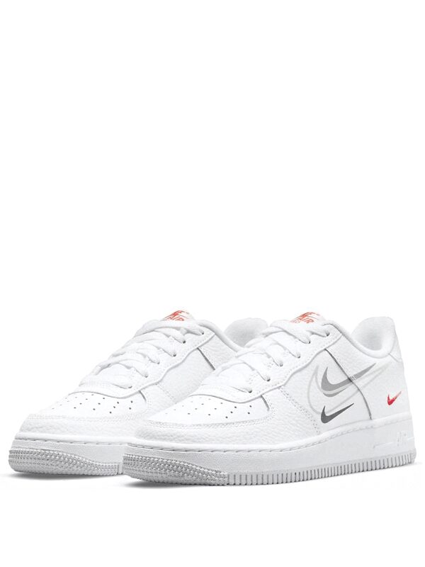 Nike Air Force 1 Low Multi Swoosh White Particle Grey Photon Dust Bright Crimson.