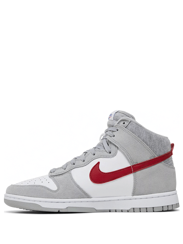 Nike Dunk High Athletic SE Light Smoke Grey and Gym Red