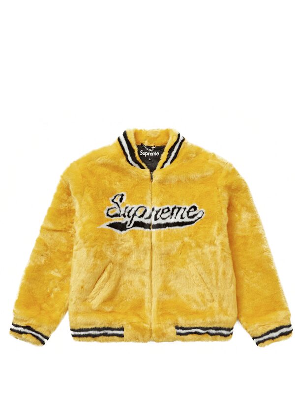 Supreme Faux Fur Varsity Jacket Yellow - Original São Paulo