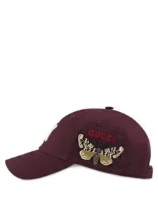Gucci NY Yankees Embroidered Butterfly Baseball Cap Burgundy Original São Paulo 