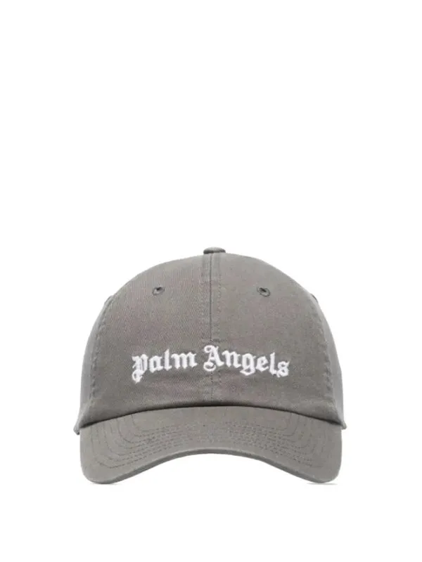 Palm Angels Embroidered Logo Cap Gray White.