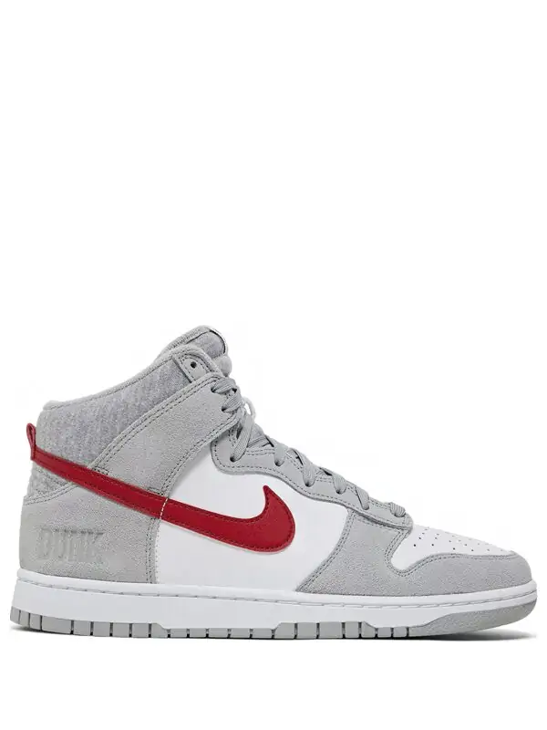 Nike Dunk High Athletic SE Light Smoke Grey and Gym Red