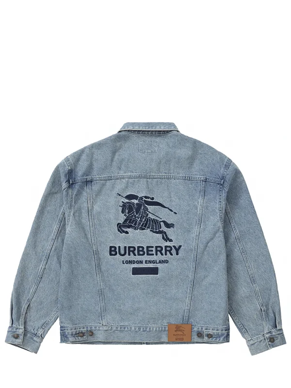 Supreme Burberry Denim Trucker Jacket Washed Blue