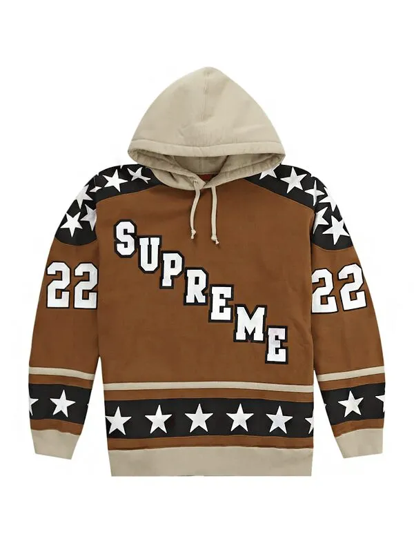 Supreme Hockey Hooded Sweatshirt Brown