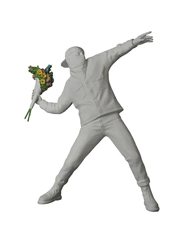Banksy Brandalism Flower Bomber Figure Gesso White