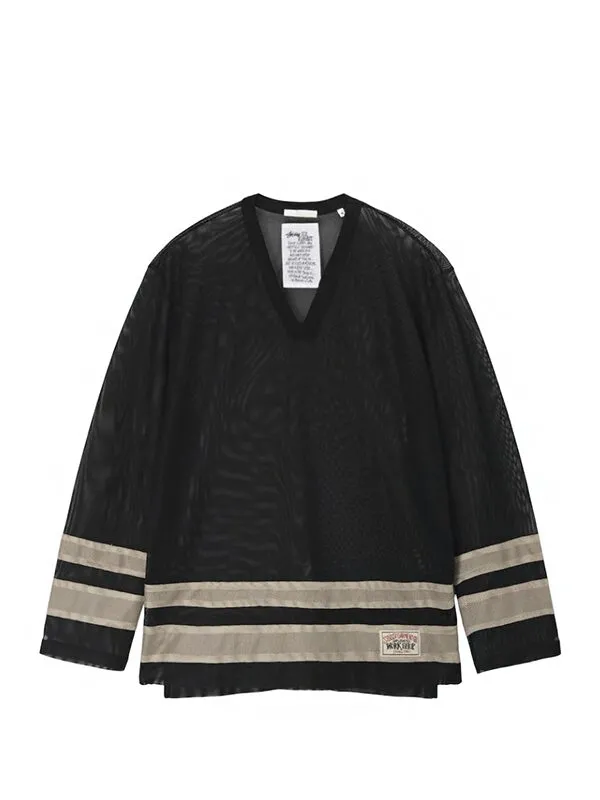 Stussy x Our Legacy Work Shop Hockey Jersey Black Beige Mighty Mesh