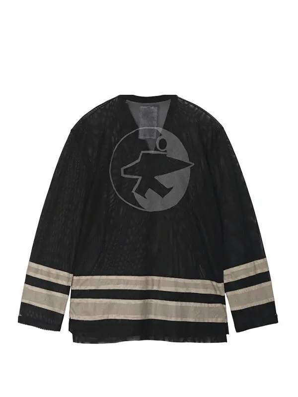 Stussy x Our Legacy Work Shop Hockey Jersey Black Beige Mighty Mesh.