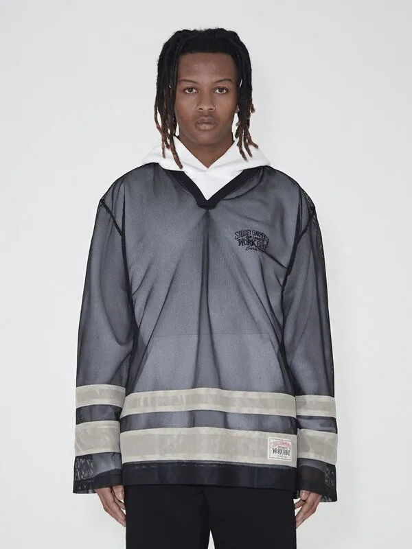 Stussy x Our Legacy Work Shop Hockey Jersey Black Beige Mighty Mesh