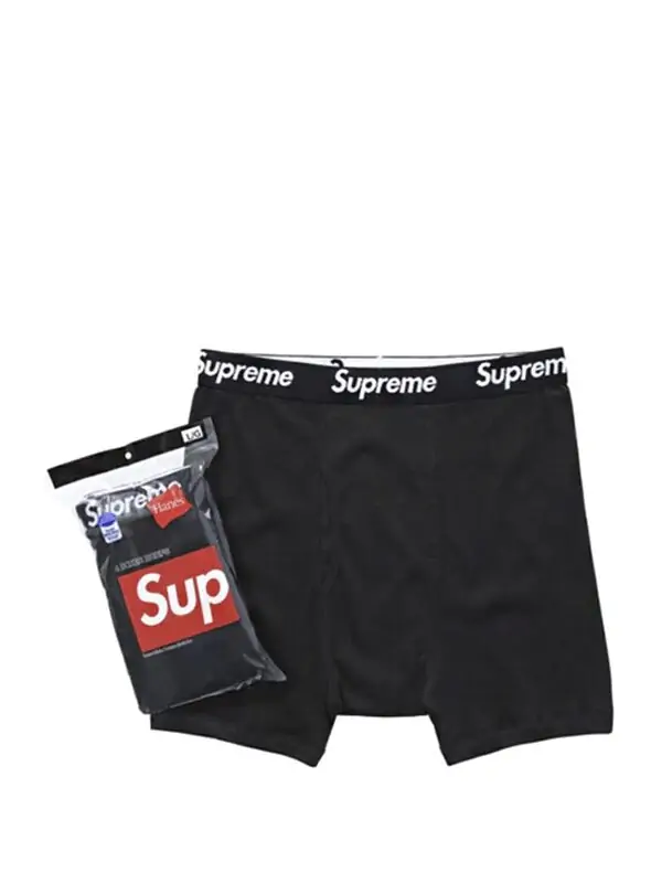 Supreme Hanes Boxer Briefs 4 Pack Black