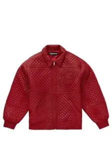 Supreme Studded Quilted Leather Jacket Red Original São Paulo