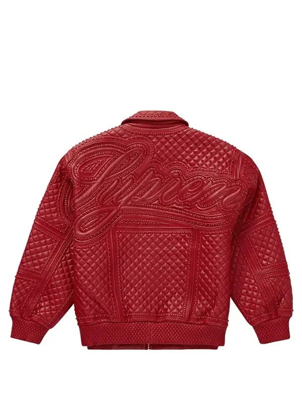 Supreme Studded Quilted Leather Jacket Red.
