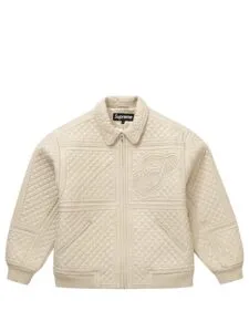 Supreme Studded Quilted Leather Jacket White Original São Paulo
