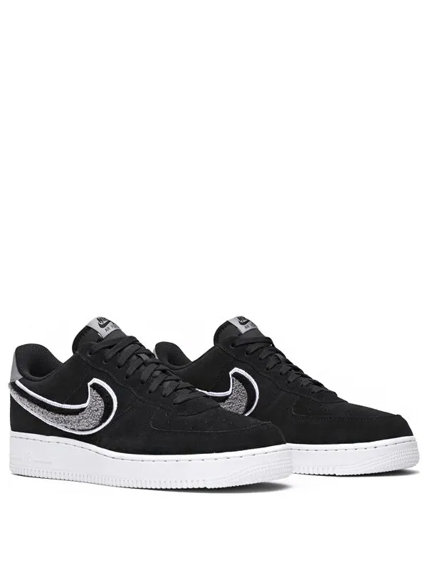 Nike Air Force 1 Low 3D Chenille Swoosh Black Cool Grey.